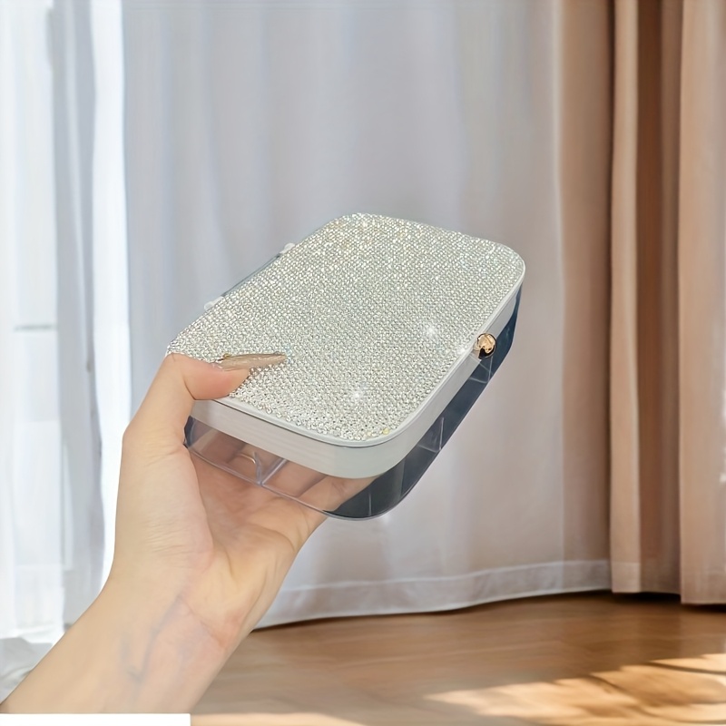 Luxury Rhinestone-Encrusted Retro Jewelry Box with Multi-Layer Organizer